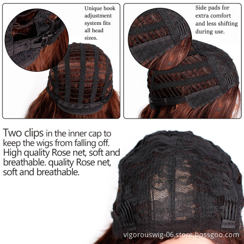 Vigorous Long Curly Wavy Dark Dark Blonde Wigs Middle Part Heat Resistant Glamorous Wig Synthetic Daily Party Women Wig